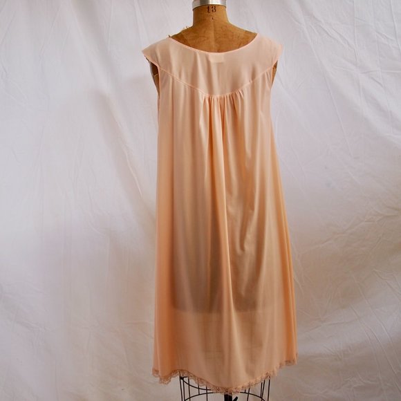 vtg PHILMAID Orange Retro Nylon Silky Short Nightgown Floral Embroidery 36/38 - Picture 7 of 8